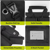 Black Heavy-Duty Tool Organizer Roll with Detachable Pouches - Side View