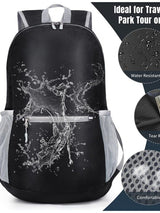 Black Ultra-Light Foldable Outdoor Backpack - Portable Travel Hiking Bag - Front View