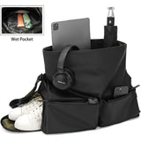 Multifunctional Travel Bag with Dry-Wet Separation - Fitness Business Crossbody, Black - Side View