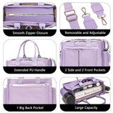 Blue Stylish Women's Large Canvas Tote Bag - 15.3in Laptop Mommy Bag with Crossbody Strap - Side View