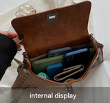 Pink Women's Retro Studded Envelope Shoulder Bag - Chain Strap Crossbody Tote in Four Colors - Front View