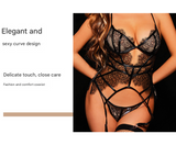XL Black Angel Luxe Sheer Lace Lingerie Set - Ultra-Thin Sexy European-Style Set - Top-Down View