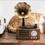 Vintage Gramophone Bluetooth Speaker - Retro Wireless Music Player with Classic Design - Side View