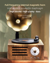 Vintage Gramophone Bluetooth Speaker - Retro Wireless Music Player with Classic Design - 45-Degree Angle