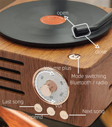 Vintage Gramophone Bluetooth Speaker - Retro Wireless Music Player with Classic Design - Rear View