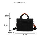 Black Stylish Multi-Functional Mommy Diaper Bag - Durable Canvas Tote - Front View