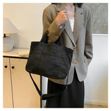 Black Stylish Multi-Functional Mommy Diaper Bag - Durable Canvas Tote - Side View