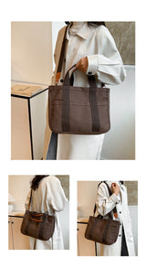 Coffee Stylish Multi-Functional Mommy Diaper Bag - Durable Canvas Tote - Side View