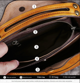 Vintage Grey Leather Handbag - Elegant Multi-Functional Design - Side View