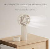 White Mini Portable USB Rechargeable Fan - Quiet Cooling for Desk or Travel - Front View