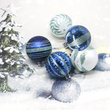 Blue 30-Piece 6cm Electroplated Christmas Baubles - Hand-Painted Tree Ornaments - Front View