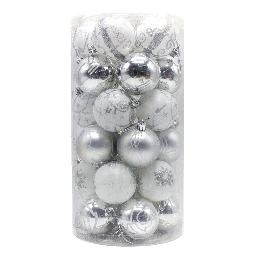 Silver 30-Piece 6cm Electroplated Christmas Baubles - Hand-Painted Tree Ornaments