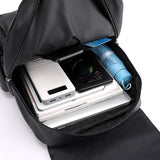 Black Large-Capacity PU Leather Backpack - Stylish Business & Travel Companion - Front View