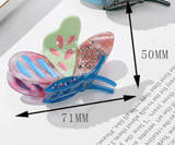 Light-blue Stylish 3-Piece Butterfly Acetate Hair Clip Set - Front View