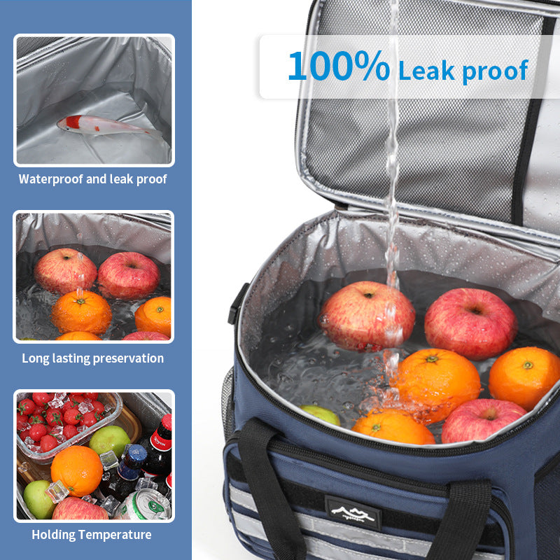 Navy Blue Versatile Large-Capacity Picnic Insulated Bag - Detachable Shoulder Strap & Ice Pack