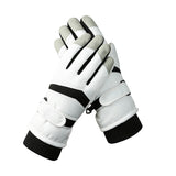 Men's White Color Combination Top-Rated Waterproof Touchscreen Ski Gloves - Fleece-Lined for Men & Women