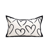 Heart Triangle Elegant Two-Piece INS-Style Jacquard Pillow Covers - Black & White Sofa Decor