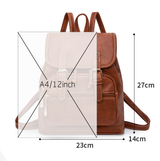Brown Stylish PU Leather Backpack for Women - Compact Travel Companion - Front View