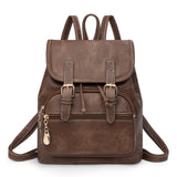 Coffee Stylish PU Leather Backpack for Women - Compact Travel Companion