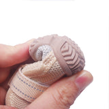 1# Khaki Breathable Woven Dog Shoes for Small to Medium Dogs - Non-Slip, Durable, Anti-Dirty Paw Protectors - Front View