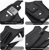 Brown Tactical Underarm Shoulder Holster Bag - Anti-Theft Double Pouch Vest Pack for Men - Front View