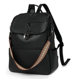 Black Stylish Anti-Theft Backpack for Women - Vintage PU Leather Convertible Rucksack & Shoulder Bag