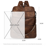 Yellow Stylish Anti-Theft Backpack for Women - Vintage PU Leather Convertible Rucksack & Shoulder Bag - Front View