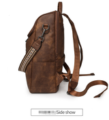 Yellow Stylish Anti-Theft Backpack for Women - Vintage PU Leather Convertible Rucksack & Shoulder Bag - Side View
