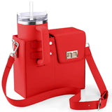 Red Portable Insulated Water Bottle Carrier Bag with Adjustable Shoulder Strap - Crossbody Drink Holder for Outdoor Activities