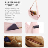 Beige Trendy Nylon Puffer Shoulder Bag for Women - Lightweight Large Capacity Underarm Tote