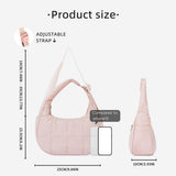 Khaki Trendy Nylon Puffer Shoulder Bag for Women - Lightweight Large Capacity Underarm Tote