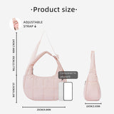 Khaki Trendy Nylon Puffer Shoulder Bag for Women - Lightweight Large Capacity Underarm Tote - Top-Down View