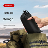 Black 3-in-1 Waterproof Rain Poncho - Lightweight Hooded Raincoat, Ground Tarp & Emergency Shelter for Hiking, Camping, and Outdoor Survival - Side View