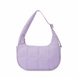 Purple Trendy Nylon Puffer Shoulder Bag for Women - Lightweight Large Capacity Underarm Tote