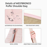 Purple Trendy Nylon Puffer Shoulder Bag for Women - Lightweight Large Capacity Underarm Tote - Side View