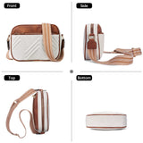 Tessellated Brown Chic Quilted Crossbody Bag - Vintage PU Leather Shoulder Purse with Adjustable Strap - Top-Down View