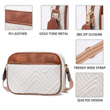 Double Zipper Brown Chic Quilted Crossbody Bag - Vintage PU Leather Shoulder Purse with Adjustable Strap