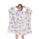 Pink Pattern Oversized Wearable Blanket Hoodie - Ultra Soft & Cozy Snuggle Pullover for Adults