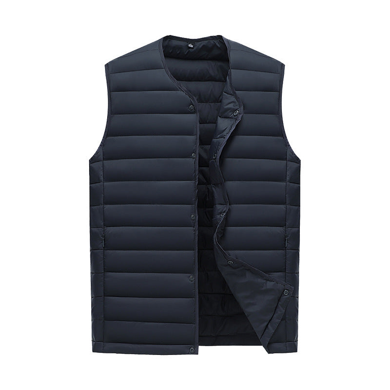 XXL Navy Blue Men's Lightweight Quilted Puffer Vest - Ideal Sleeveless Jacket for Winter Layering