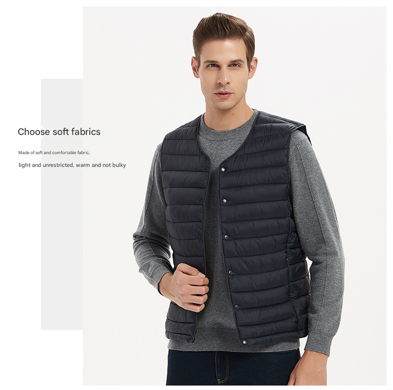 XXL Navy Blue Men's Lightweight Quilted Puffer Vest - Ideal Sleeveless Jacket for Winter Layering