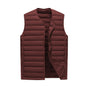 L Wine Red Men's Lightweight Quilted Puffer Vest - Ideal Sleeveless Jacket for Winter Layering
