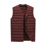 XXXL Wine Red Men's Lightweight Quilted Puffer Vest - Ideal Sleeveless Jacket for Winter Layering