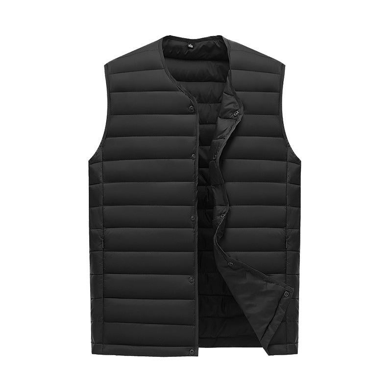 XL Black Men's Lightweight Quilted Puffer Vest - Ideal Sleeveless Jacket for Winter Layering