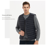 XL Black Men's Lightweight Quilted Puffer Vest - Ideal Sleeveless Jacket for Winter Layering - Top-Down View