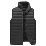 XXXXL Black Men's Lightweight Puffer Vest - Stand Collar Quilted Sleeveless Jacket for Winter