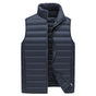 L Navy Blue Men's Lightweight Puffer Vest - Stand Collar Quilted Sleeveless Jacket for Winter