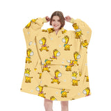 Yellow Giraffe Oversized Wearable Blanket Hoodie - Ultra Soft & Cozy Snuggle Pullover for Adults