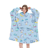 Blue Oversized Wearable Blanket Hoodie - Ultra Soft & Cozy Snuggle Pullover for Adults