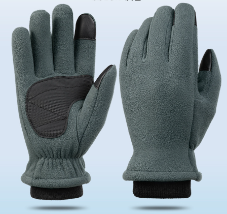 M Grey Winter Fleece Touchscreen Gloves - Warm & Water-Repellent for Cycling & Outdoor Sports