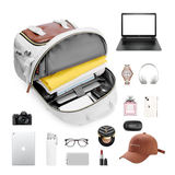 White Stylish Large Capacity Backpack - Water-Resistant Oxford Rucksack for Travel, School & Daily Use - Front View